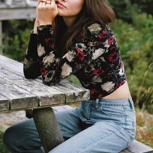 Urban Outfitters Floral Velvet Crop Top